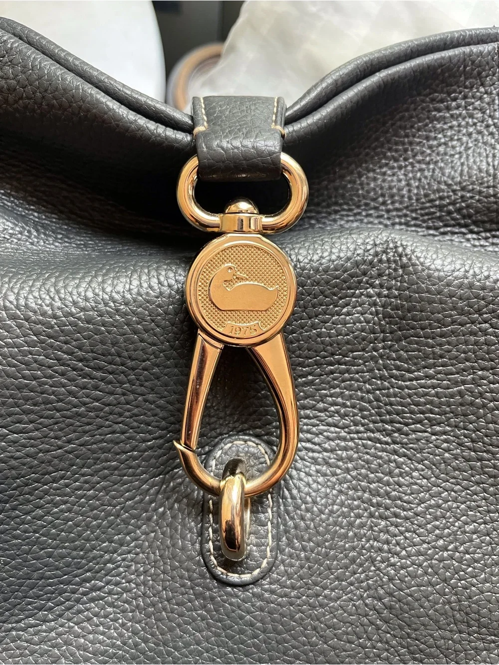 Dooney & Bourke dark grey Pebbled Leather Hobo with silver Hardware